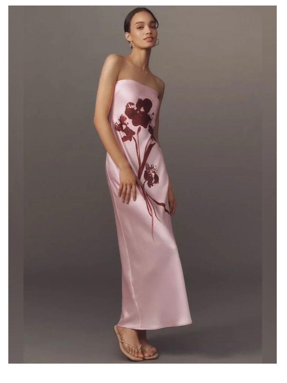 Anthropologie Strapless Satin Maxi Slip Dress
